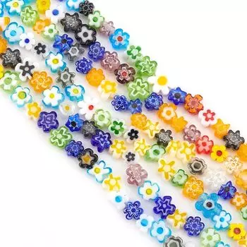 OLYCRAFT Pieces Flower Lampwork Flower Beads Millefiori Glass Beads Beads Craft Jewelry Accessories Parts Handmade DIY Materials Decoration Handmade