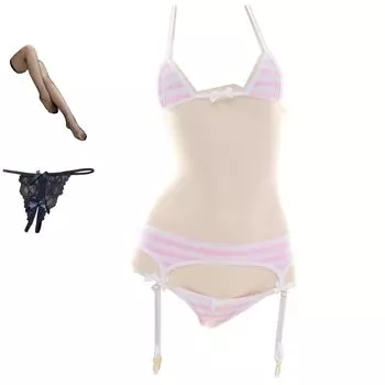 OLYOLY Extreme полосатые крошечные с подвязками для чулок полосатые микро полосатые [комплект из 5 предметов] брюки, бикини, пояс, брюки, бикини, танкини, шорты, женская футболка,