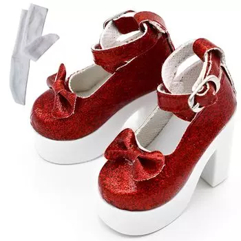 OLYOLY из Кукольная обувь Туфли на высоком каблуке на платформе Миниатюрный кукольный костюм Одежда для горничной Фигурка Носки в комплекте [Набор 2] 1/3 (02 Красный)