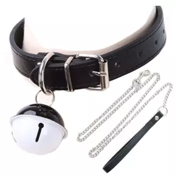 OLYOLY Хэллоуин Косплей Большой Кот Колокольчик Чокер Кожаный Ремень Ошейник Буксировочный Трос Милый Костюм Украшение Ожерелье Аксессуар Животное Горничная [Набор 2] (01 черный)
