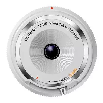 OM SYSTEM OLYMPUS 9mm f8 BCL 0980 WHT OLYMPUS MIRRORLETH FISH EYE BODY CAM ОБЪЕКТИВ