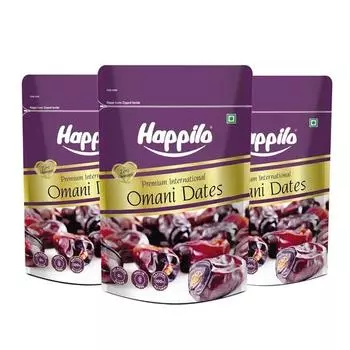 Оманские финики Happilo Premium International 250 г (Пакет из 3), Богат энергией, витаминами и минералами, от природы сладкий, мягкий и насыщенный вкус.