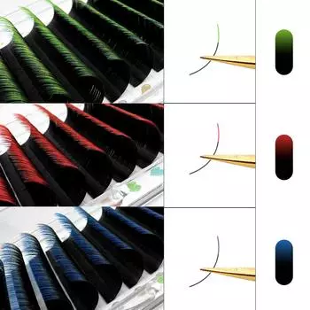 Омбре Цветные Наращивание Ресниц Пушистые Индивидуальные Наращивание Ресниц Хэллоуина Рождественский Макияж C&0.07mm&10mm