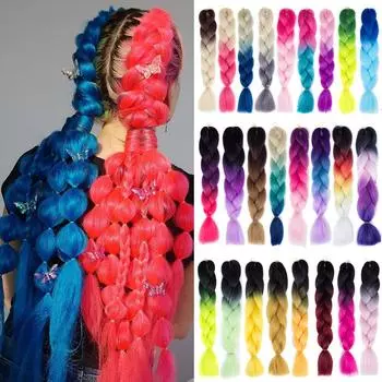 Ombre Hair Jumbo Braids Волосы Синтетические наращивания волос для женщин Розовый Красный Синий 102 Доступных цвета A11
