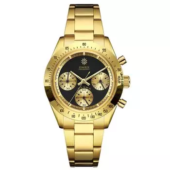 [OMECO] Часы мужские Omex DENMA винтажная модель водонепроницаемость до 3 АТМ Omeco часы Omeko Clock Homage часы Omex часы (Золото х Черный)