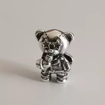 Омела Стерлингового Серебра 925 Прекрасный Поющий Медведь Очаровательная Бусина Европейские Ювелирные Изделия