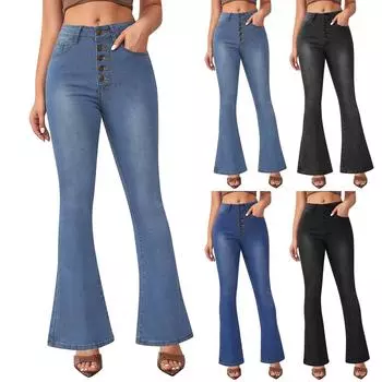 Omen s однотонные хлопковые льняные брюки с высокой талией, свободные повседневные широкие брюки L чёрный