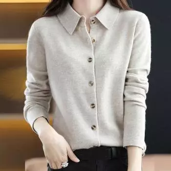 omen свитера кардиганы 2025 осень зима длинный рукав отложной воротник черный вязаный свитер женские топы кардиган JJ97 One Size зелёный