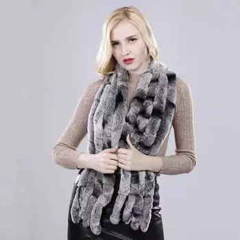 omen Winter 100% натуральный мех кролика рекс шарф натуральный мягкий шарф из кролика рекс леди теплый настоящий мех кролика рекс глушитель Length 150cm серый/чёрный