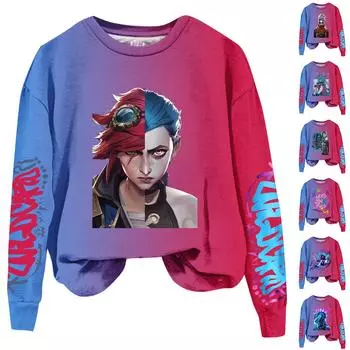 omen Зимние топы Женские толстовки с длинным рукавом Повседневные свободные флисовые топы с круглым вырезом L синий