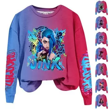 omen Зимние топы Женские толстовки с длинным рукавом Повседневные свободные флисовые топы с круглым вырезом L синий