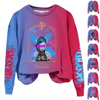 omen Зимние топы Женские толстовки с длинным рукавом Повседневные свободные флисовые топы с круглым вырезом L синий