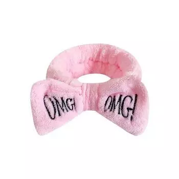 Omg Вышитый бант повязка на голову, женская повязка на голову для умывания лица, платок, фланелевый головной убор аксессуары для волос розовый