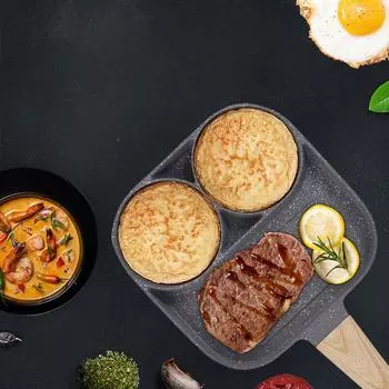 Омлетница Бытовая антипригарная плоскодонная яичная пельменная кастрюля для завтрака Яичная сковорода для бургеров для индукционной плиты Газовая плита 36cm