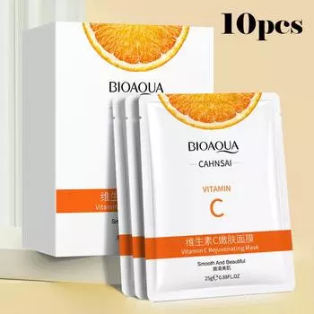 Омолаживающая маска для кожи с витамином С для улучшения сухости и уменьшения следов прыщей. Увлажняющая маска. 10pcs