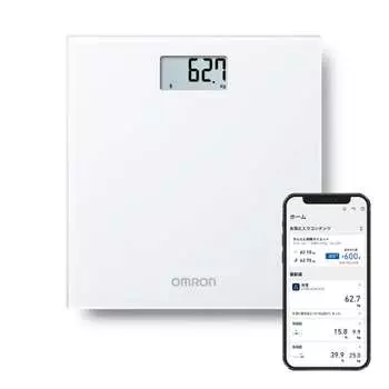 Omron Weight Scale White HN-300T2-JTW Smartphone linked Automatic data transfer Automatic recognition Start measuring just by riding Simple and stylis