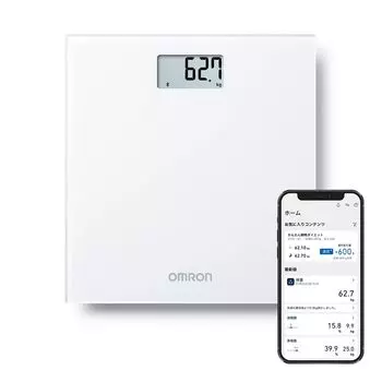Omron Weight Scale White Smartphone linked Automatic data transfer Automatic recognition Start measuring just by riding Simple and stylish design