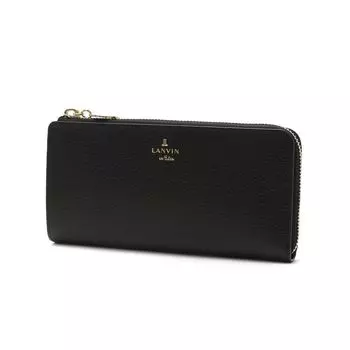 on Billfold Rim L Zipper Long Wallet Black [Lanvin Blue] Women s