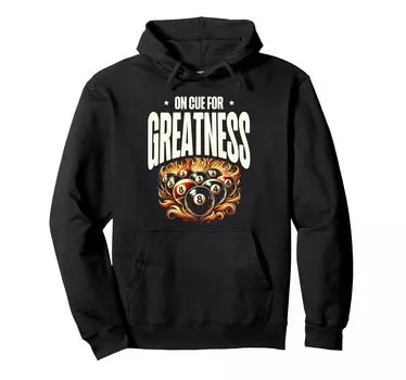 On Cue For Greatness Billiard Cue Pool Snooker Hoodie чёрный