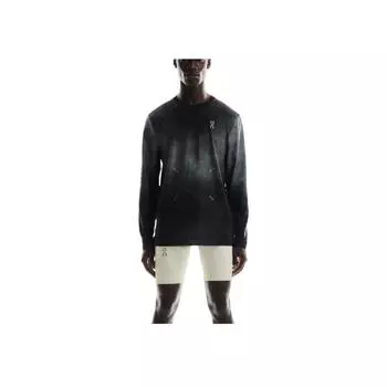 On Pace Сетчатая футболка с принтом логотипа для бега быстросохнущая с длинным рукавом мужская топы Черная 1MF10730553 L