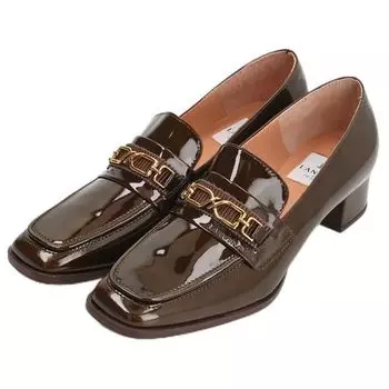on Pumps Square Toe Loafer Pumps 2831 Dark Brown Enamel cm E [Lanvin Blue] Women s 24.0