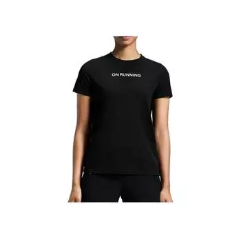 On Running Повседневная футболка с круглым вырезом, надписью и коротким рукавом, женский топ, черный 1WE30390553 M