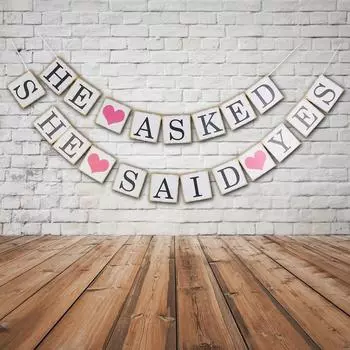 Он спросил, она сказала да, бантинг, баннер, свадебный декор, реквизит для фотосессии
