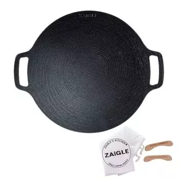 on Zygul Large Kitchen High Heat Induction Direct Heat Flat Bottom for Stability [Featured TV] [Authentic] Griddle, 36cm, Size, Camping, Outdoor, Use, чёрный