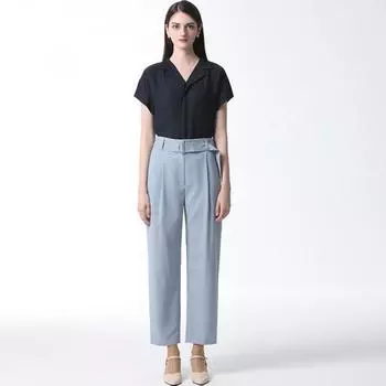 Она мисс Мешковатые брюки с поясом и одной защипкой Цена 168 000 вон GREY BEIGE (GB)/55