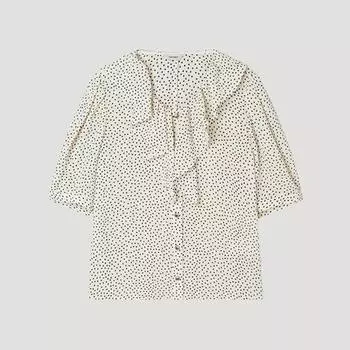 [Она S MiSS] Блузка с оборкой и коротким рукавом Swwblp21080 фунтов light beige/66