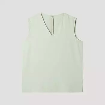 [Она S Miss] Блузка с V-образным вырезом и без рукавов Swwblp22030 Ln Light green/55