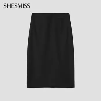 Она S miss H Line однотонная юбка SwSSkp11010 Bk blacks/55