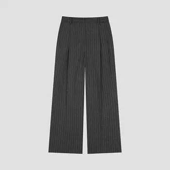 Она S Miss Штаны в полоску One Tuck SwwSlo41720 Mg MELANGE GRAY/55