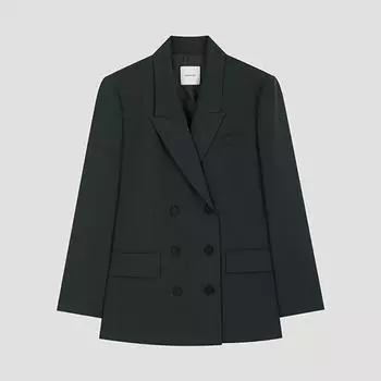 [Она S miSS] свободный крой сзади пуговицы двойной пиджак Swwjko12040 Dg dark gray/55