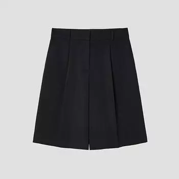 [Она S пропустила] Одна защип сзади с окантовкой Половина брюк SwwSpp22010 Bk blacks/44