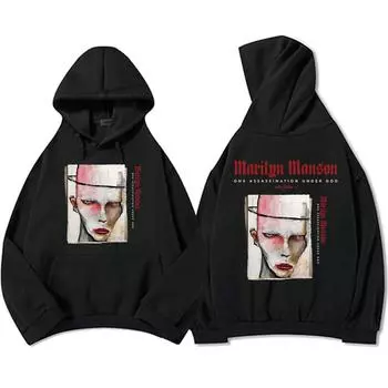 One Assassination Under God Charter 1 Толстовки с капюшоном Marilyn Manson Graphic Printing Толстовки Мужская одежда Зимняя флисовая кофта с капюшоном XS чёрный