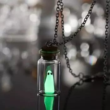 One Bag Halloween Jewelry Серьги Нежное ожерелье в виде привидения с бутылкой Drift, светящееся в темноте