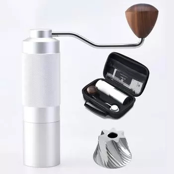 One Bean Hand Grinding Coffee Mugen Heptagonal Stainless Steel Coffee Manual Coarseness Adjustment Comes with a Convenient Portable Uniform Coffee