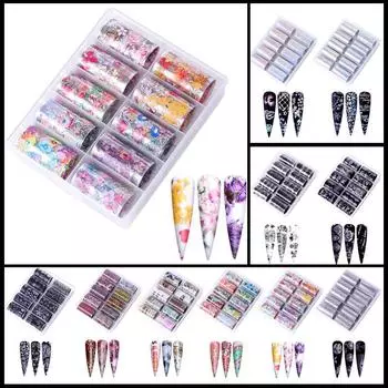 One Box Nail Art Supplies Переводная наклейка Звездное небо Бумага Тибетский цветной лазерный лазерный стикер для ногтей 4*100cm
