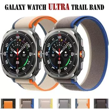 One Click Trail Band для Samsung Galaxy Watch Ultra 47 мм, спортивный нейлоновый ремешок без зазоров, регулируемый эластичный браслет для Samsung Galaxy Watch 7 Ultra Band Samsung Galaxy Watch Ultra чёрный