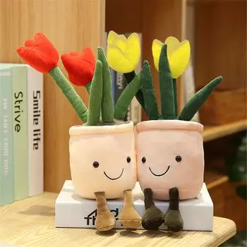 [one] Цветочная плюшевая игрушка-кукла, имитация растения, кукла для украшения дома оранжевый