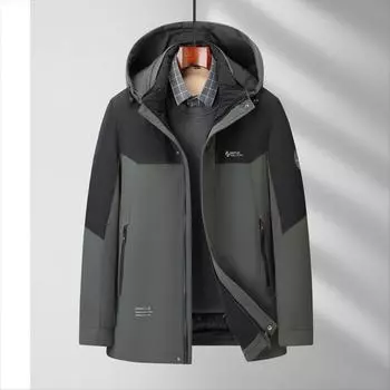 One Dress and Three Wears Зимняя мужская пуховая куртка для отдыха на открытом воздухе Теплая повседневная куртка с гусиным пухом и подкладкой 175 хаки