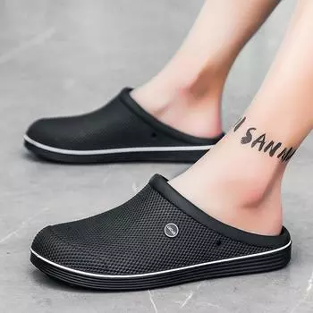 One foot and a half slippers men s summer new indoor and outdoor wear beach non-slip wear-resistant slippers trendy bag head cool slippers 40