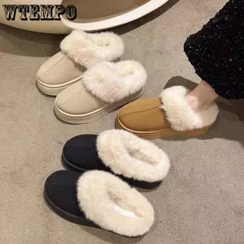 Женские зимние ботинки One Foot Snow Boots корейского производства на толстой подошве, короткие, толстые, легкие, хлопковые туфли 36 чёрный