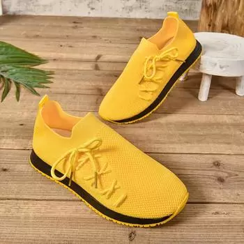 One Foot Stirrup Half Toe Casual Shoes Mom Driving Shoes Mesh Sneakers Heel-less Walking Shoes 36 жёлтый