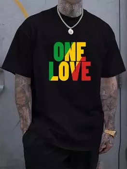 One Love 3D Printed Mens T Shirt Мужская футболка в стиле регги, летняя повседневная мужская футболка, уличная мода, мужской топ с короткими рукавами S