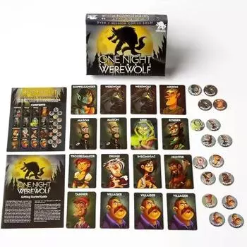 One Night Ultimate Werewolf Стратегия Настольная Игра Веселая Настольная Игра Опыт Бонусные Роли Издание Колода Подходит Домашние Вечеринки Игральные Карты 17x13x4cm чёрный