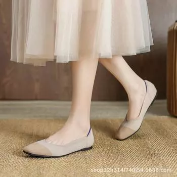 One-pedal Doudou shoes women s 2025 new square head soft-soled fly-woven shoes shallow mouth breathable woven shoes flat-soled single shoes 34 синий
