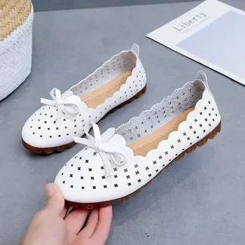 One pedal Doudou tide shoes girl 2025 summer Internet celebrity lazy breathable evening flat fairy single shoes spring 35 белый