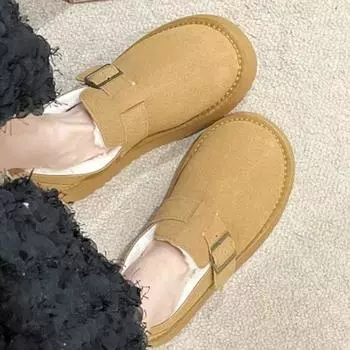 One-pedal lazy Doudou shoes platform snow boots women s new autumn and winter velvet versatile thermal cotton shoes 35